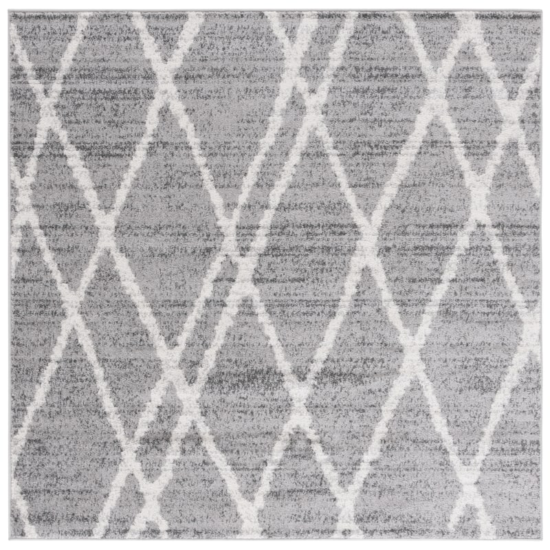 SAFAVIEH Adirondack Shukrie Trellis Rug - 6' Square - Ivory/Silver