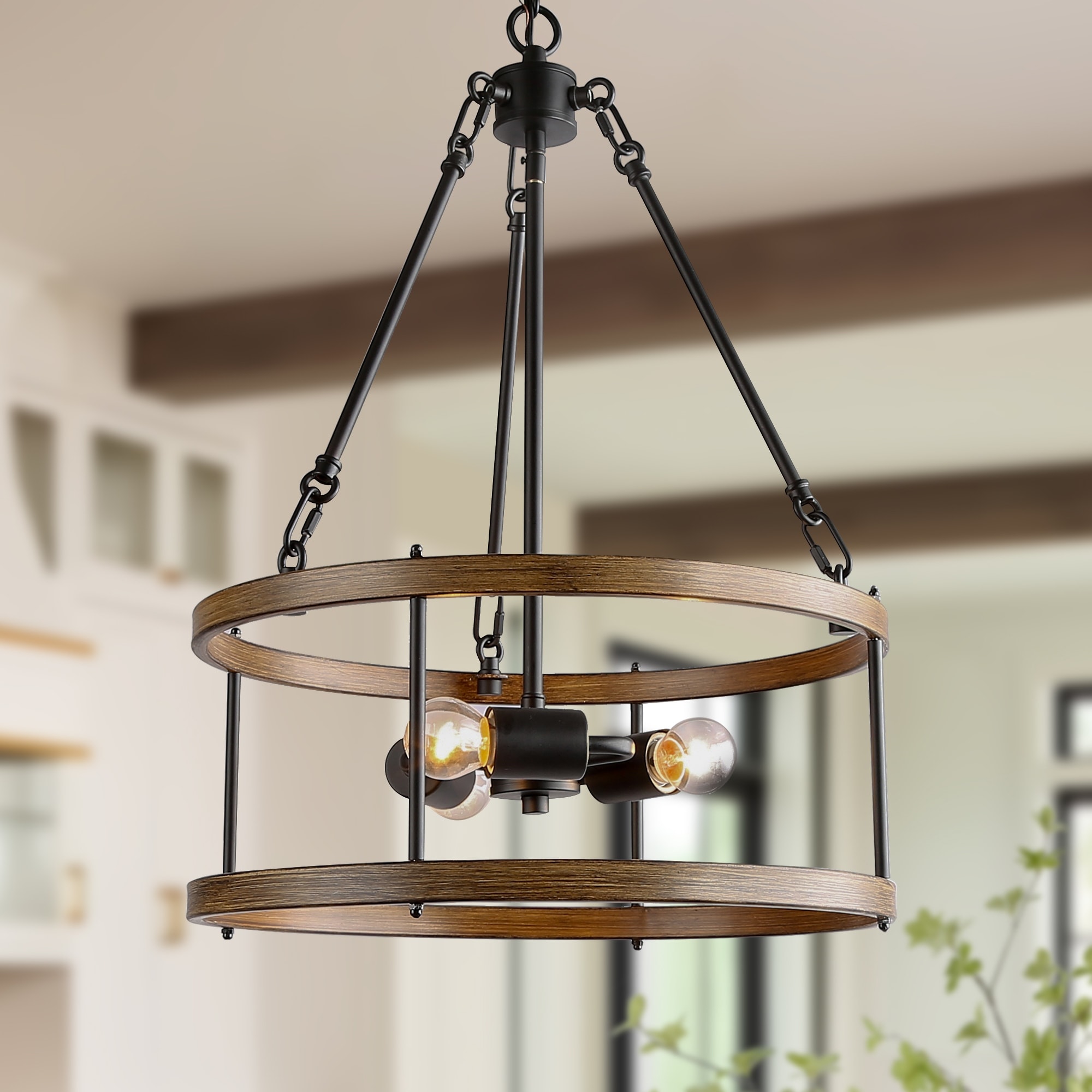 Modern Farmhouse 3-Light Drum Chandelier for Dining Room Kitchen Island
