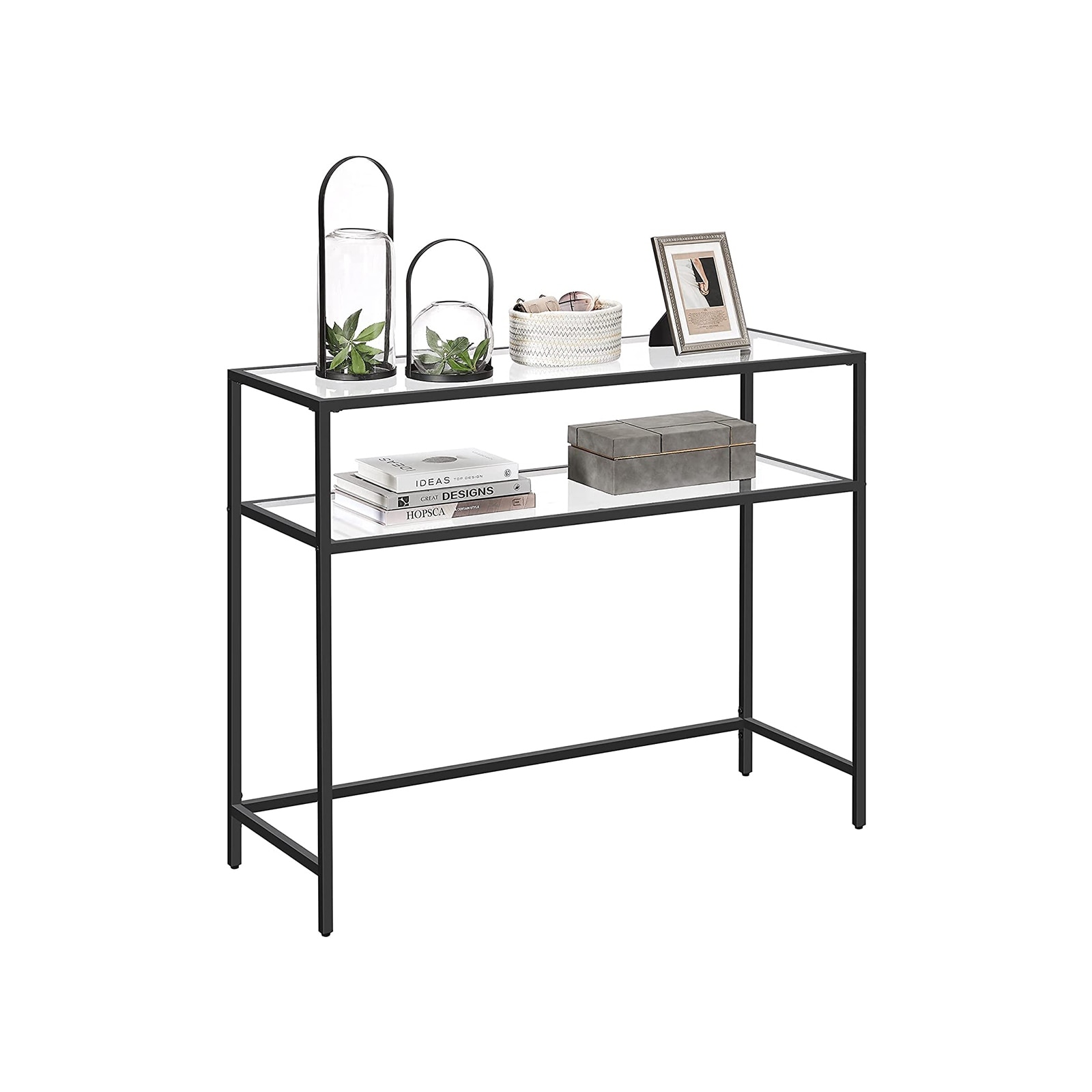VASAGLE 39.4 Inches Console Table, Tempered Glass Sofa Table, Modern  Entryway Table, Metal Frame, Easy to Assemble, Adjustable Feet, for Living  Room