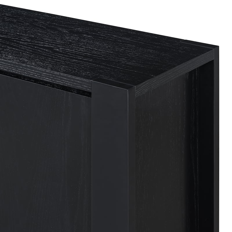 Buffet Cabinet with Storage, 4-Door Retro Wood Sideboard with Distressed Finish and Adjustable Shelves