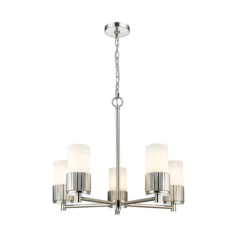 Innovations Lighting Bolivar - 5 Light 7" Chain Hung Chandelier. - Polished Nickel/Matte White