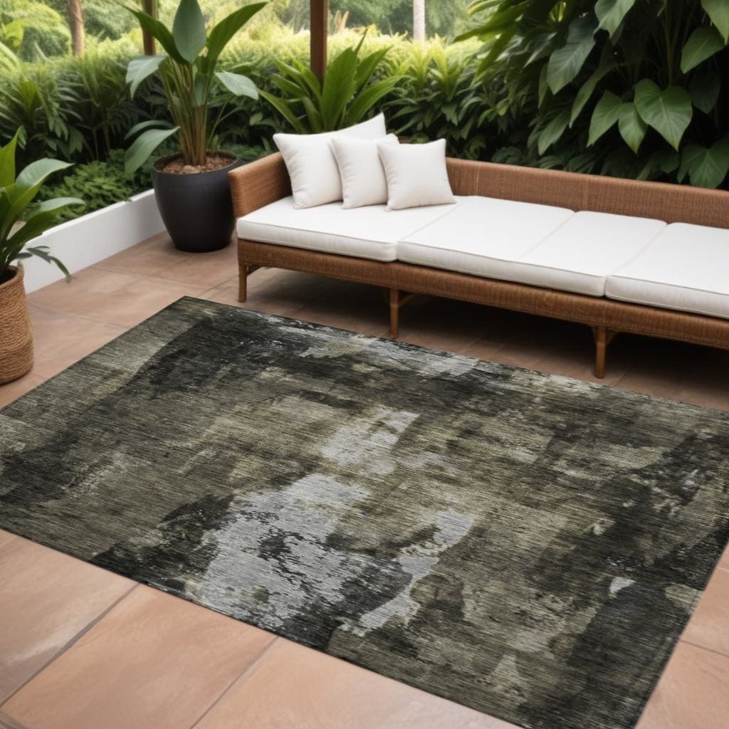 HomeRoots Abstract Transitional Rectangle Outdoor Rug