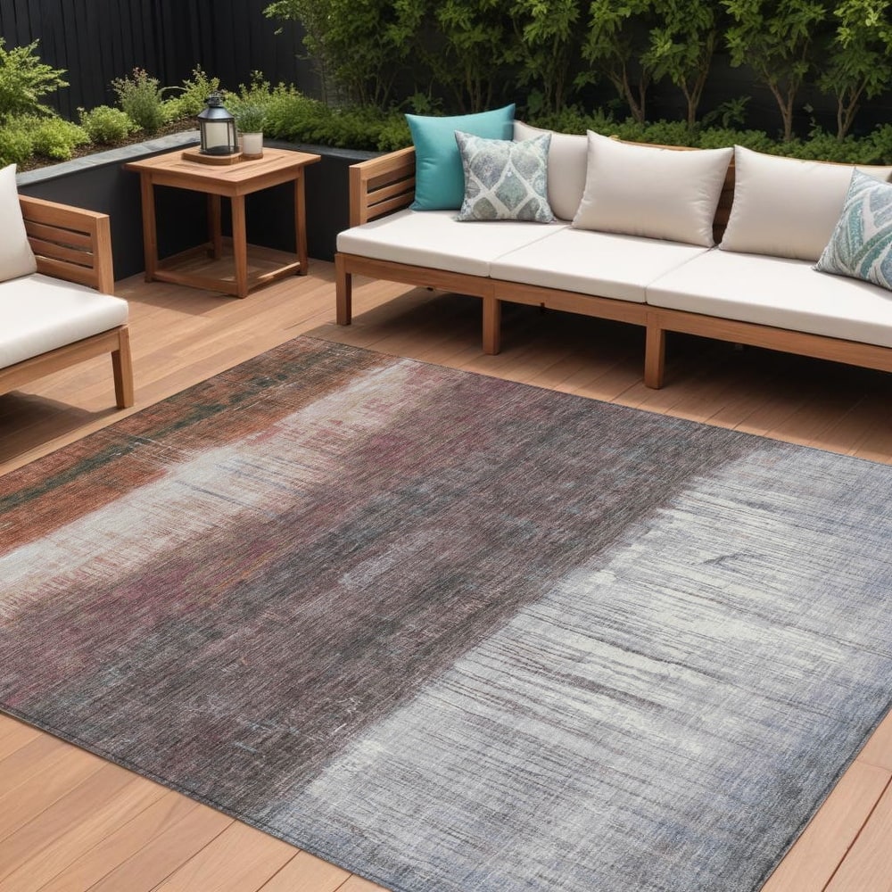 HomeRoots Abstract Transitional Rectangle Outdoor Rug