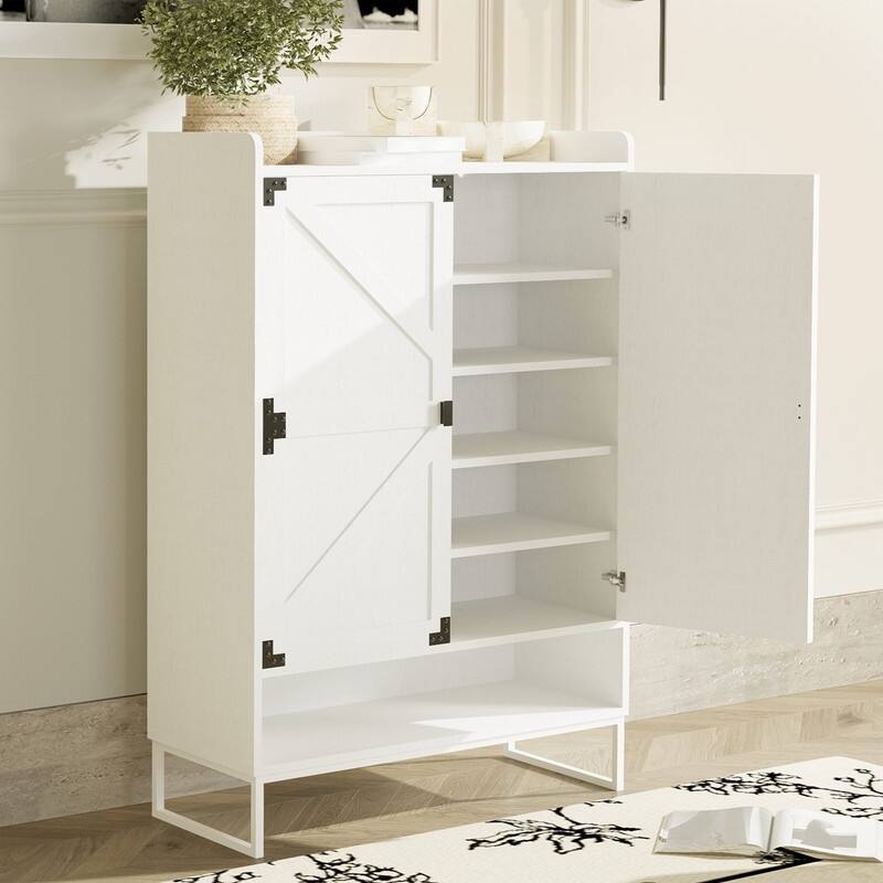 Shoe Cabinet with Doors 6-Tier Shoe Storage Cabinet with Adjustable Shelves