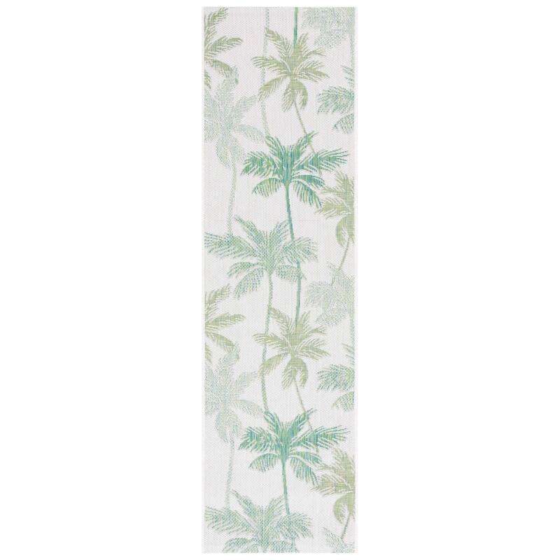 SAFAVIEH Courtyard Plony Indoor/Outdoor Tropical Rug - 2'3" x 8' Runner - Ivory/Green