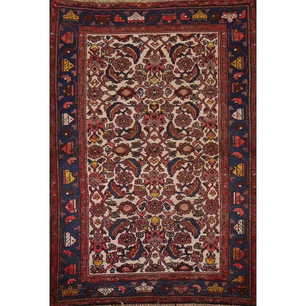 Vegetable Dye Traditional Floral Malayer Persian Wool Rug Hand-knotted - 3'4" x 5'0"