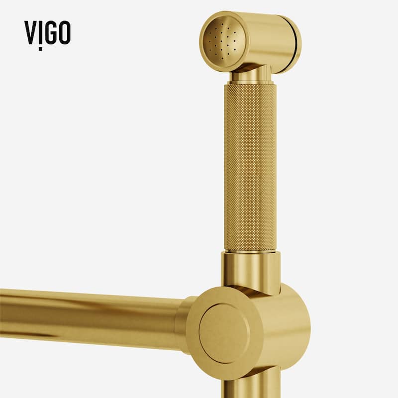 VIGO Cass 13" H Widespread Pull-Out Sprayer Kitchen Faucet