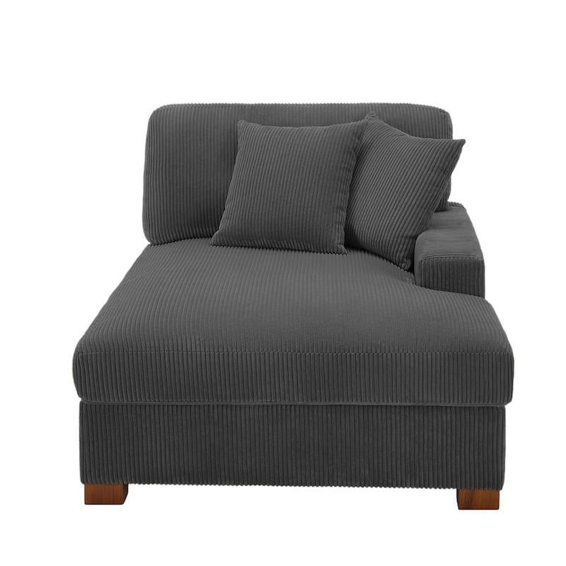 Upholstered Corduroy Chaise Lounge Chair With Pillow, Chaise Lounges For Interior