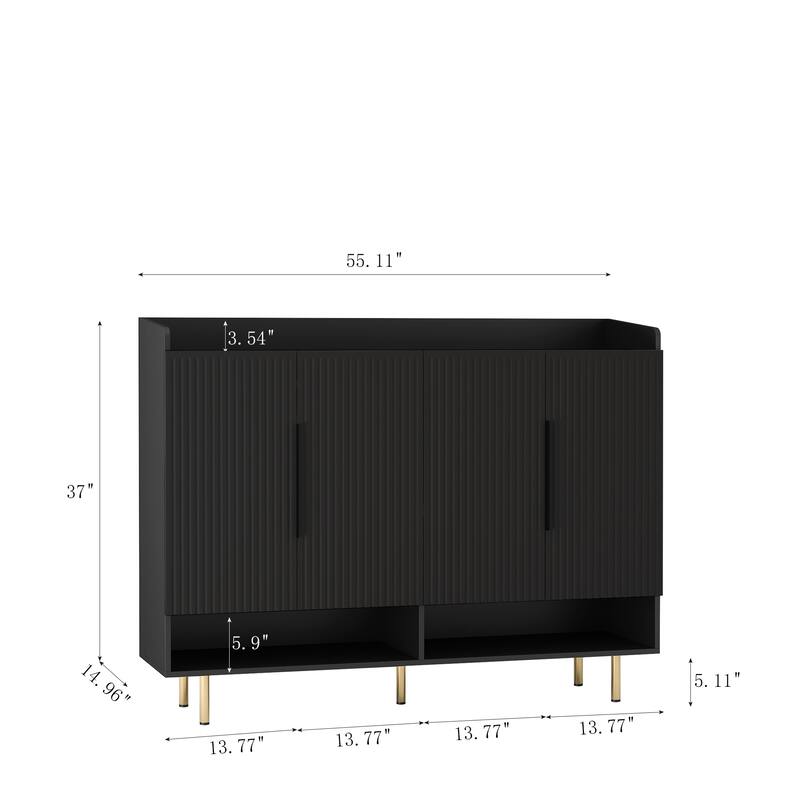 Storage Organizer Shoe Storage Cabinet with Metal Handles, Side Cabinet Entryway Cabinet Kitchen Cabinet