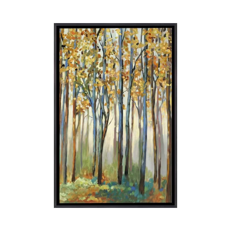 iCanvas "Golden Leaves" by Allison Pearce Framed - Ebony - 26x18