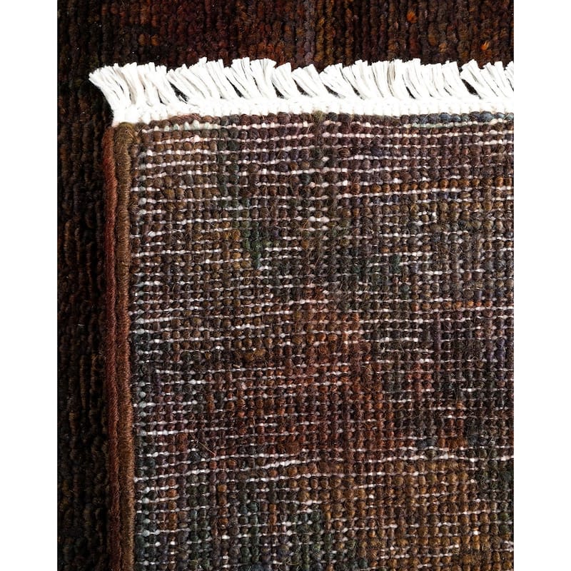 Overton Hand Knotted Wool Vintage Inspired Modern Contemporary Modern Brown Runner Rug - 2' 6" x 8' 2"