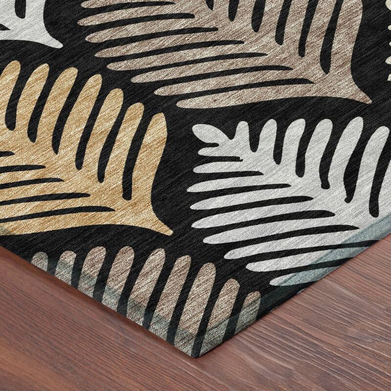 Machine Washable Indoor/ Outdoor Modern Fern Chantille Rug