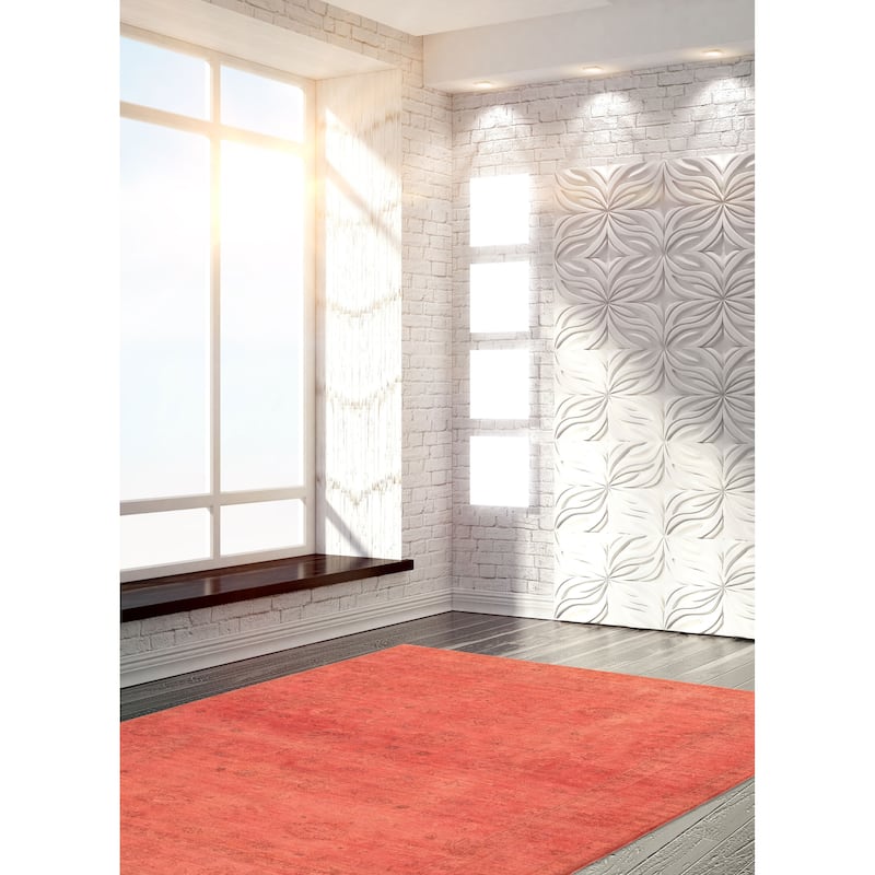 ECARPETGALLERY Hand-knotted Vibrance Dark Coral Wool Rug - 8'11 x 11'5