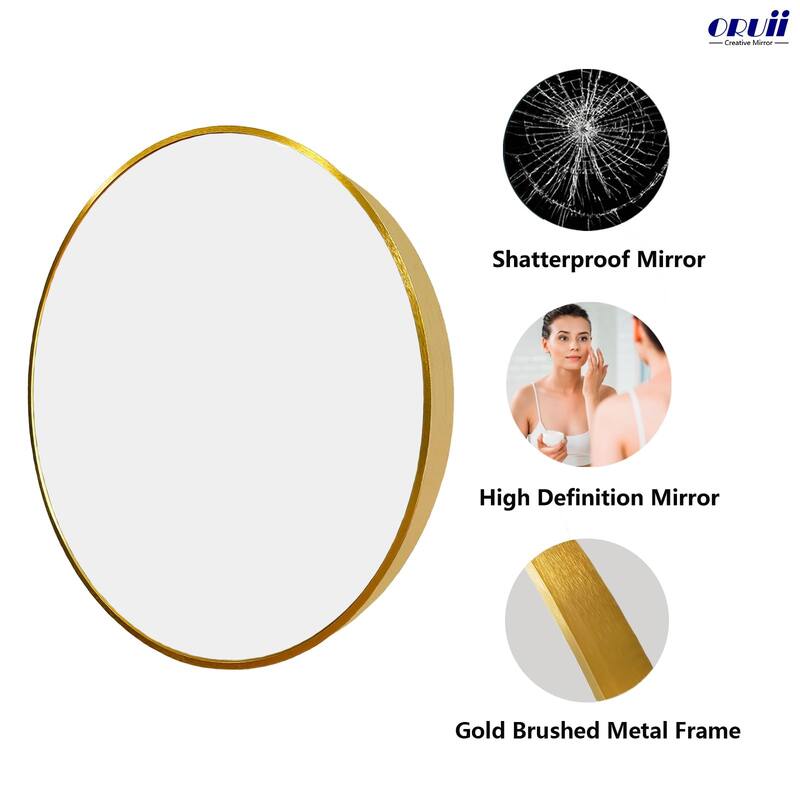 Gold Round Mirror 30 inch, Gold Round Mirror, Large Circle Mirror Gold