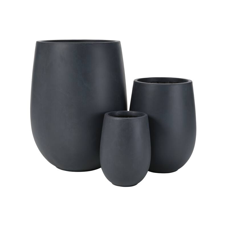 Lightweight Round MGO Outdoor Planter Set-3 Sizes (15.6"/10.74"/7.3"),Large Outdoor Indoor Flower Pots with Drainage Hole