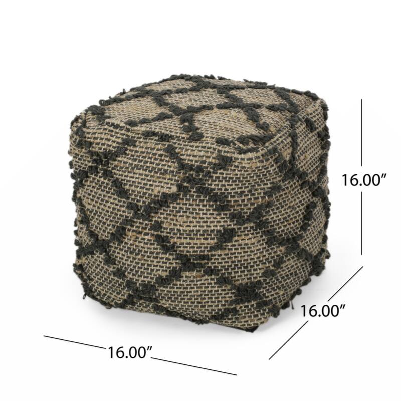 Poncho Square Pouf, Charcoal