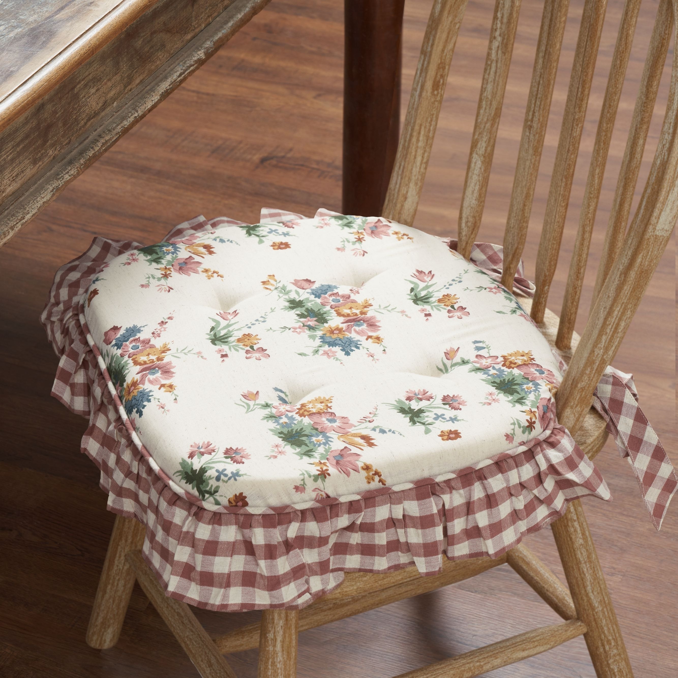 Rosehill Cottage Floral Ruffled Cotton Chair Pad