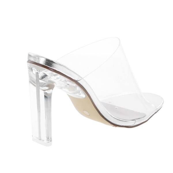 Static Footwear Women S Clear Open Toe Chunky Heels Mules High Heels Slip On Slide Sandals Overstock 29073100