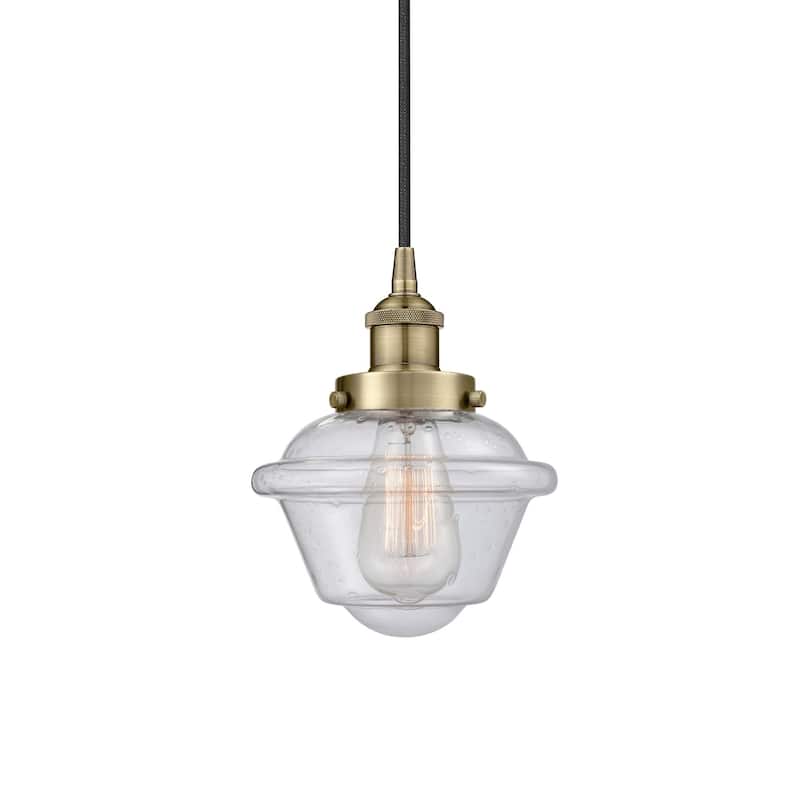 Innovations Lighting 616-1PH-10-8 Oxford Pendant Oxford 8" Wide Mini - Antique Brass / Seedy