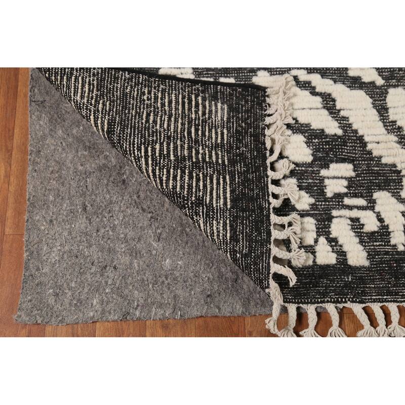 Moroccan Abstract Area Rug Hand-Knotted Wool Carpet - 8'10"x 12'6"