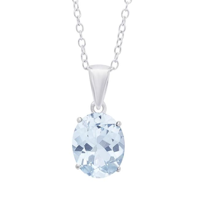 Victoria Townsend .925 Sterling Silver Oval Aqua Topaz Pendant Necklace