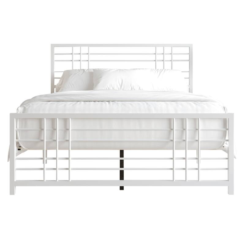 CraftPorch Simple Clean-lined Metal Bed - White - King
