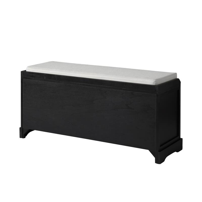 Storage Bench for Living Room, Entryway Footrest Bench with Removable Rattan Basket, Upholstered Seat Foyer Bench