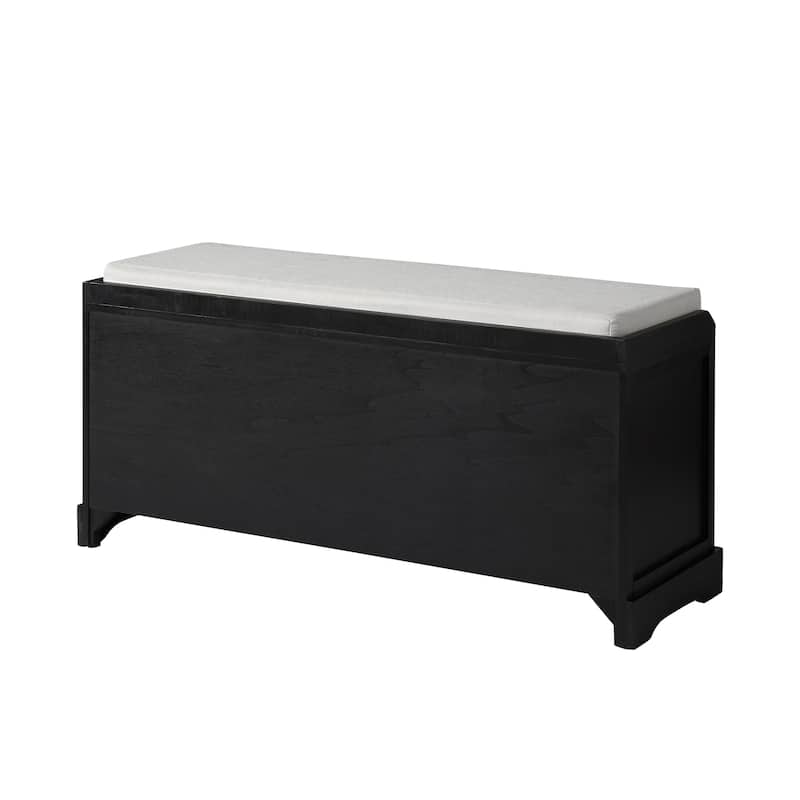 Wood Storage Bench with Cushion,3 Drawers and 3 Baskets