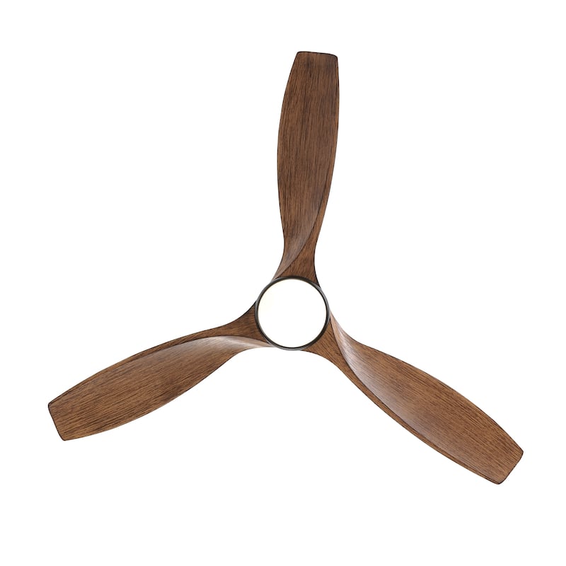 Modern 52 in Integrated LED Farmhouse Ceiling Fan With 3 Distressed Wood Blades - 52 INCHES