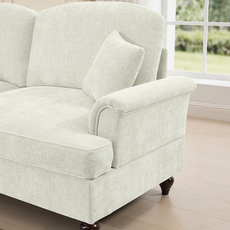 U-shaped Classic Modular Comfy Sectional Sofa with Ottomans & Ruffles Pleats Skirts