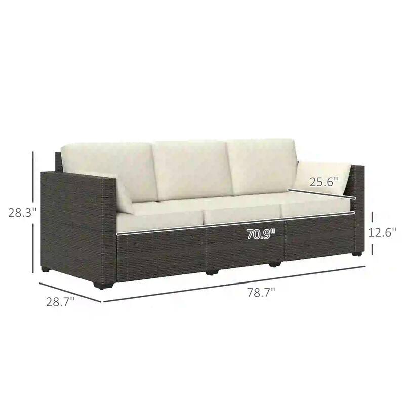 3 Seater Patio Sofa, Deep Seating PE Rattan, All Weather Cushions