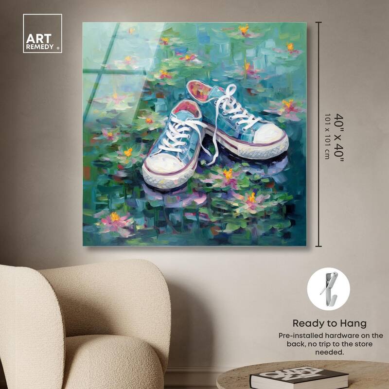 Lily Pad Sneakers II Acrylic by Art Remedy, Ready to Hang