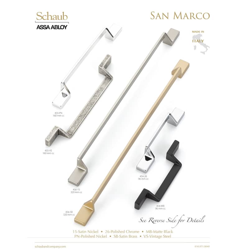 Schaub and Company San Marco 3-3/4" Center to Center Modern Angled