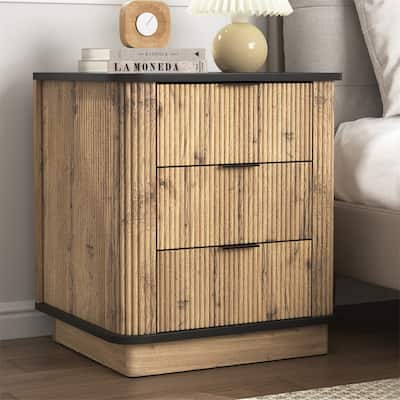 MDF Nightstand with 3 Glides Drawer