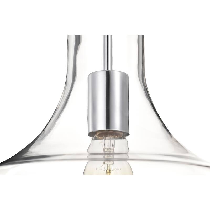 1-Light Modern Chrome 10 in. Pendant with Clear Glass Shade
