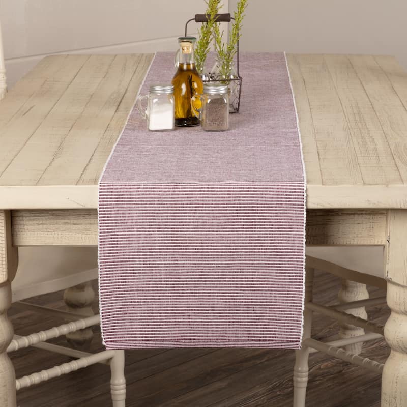 Ashton Ribbed Runner - 13x90 - Burgundy/Creme