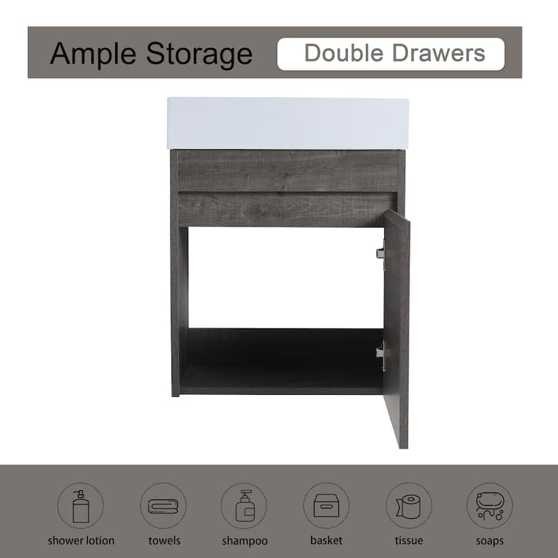 18 Inch Single Sink Bathroom Vanity with Soft Close Door, 18x10