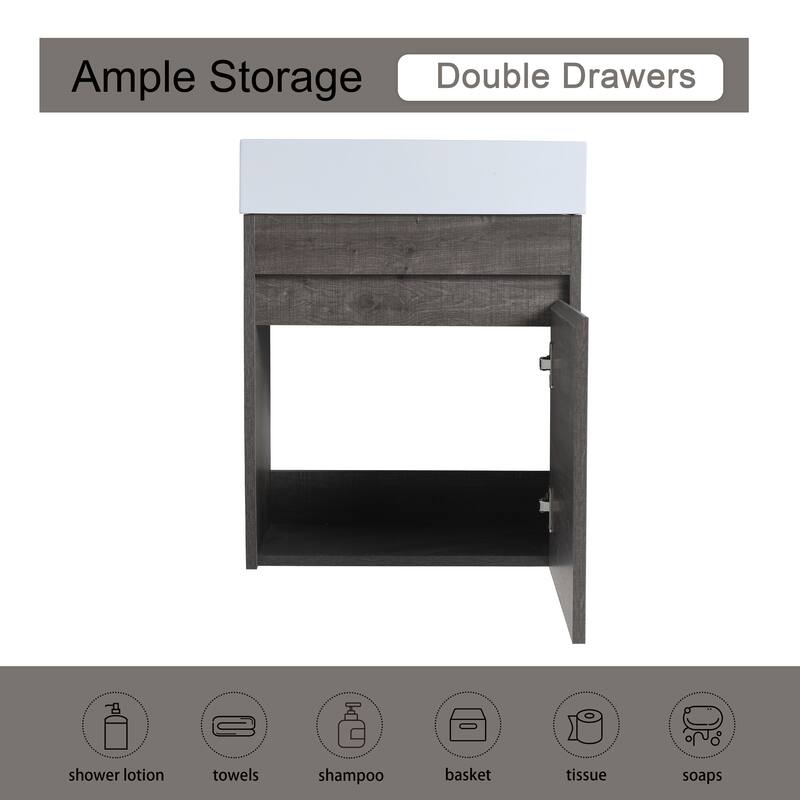 BNK 16/18 Inch Single Sink Bathroom Vanity with Soft Close Door