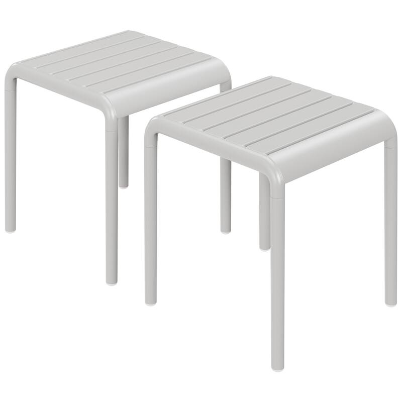 Frond and Form Square Outdoor Side Table (Set of 2) - Gray