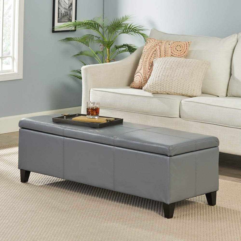 Gray leather bench deals