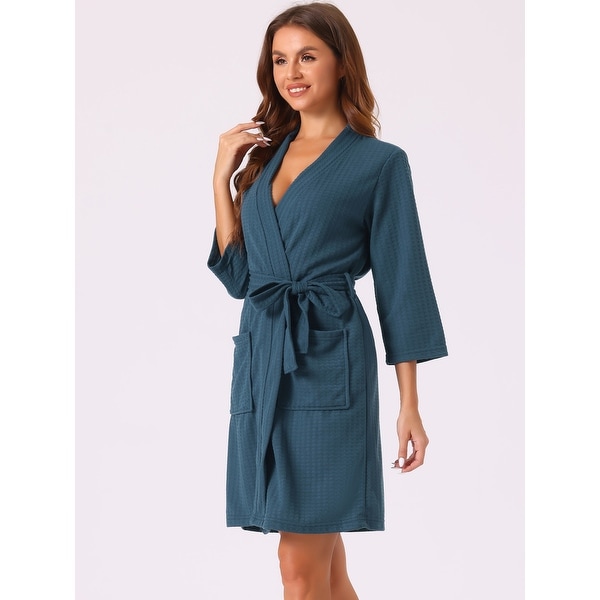 Sea Me At Home Damen Waffle-Kimono Bademantel – 100% Baumwolle, Weich & Atmungsaktiv
