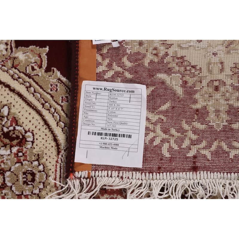 Victorian Style Kashan Turkish Rug Dining Room Machine-Made Carpet - 6'7" x 9'10"