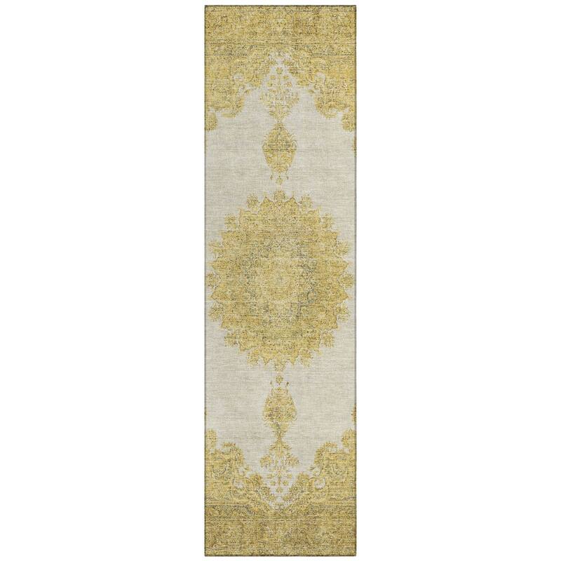 Machine Washable Indoor/ Outdoor Vintage Traditional Chantille Rug