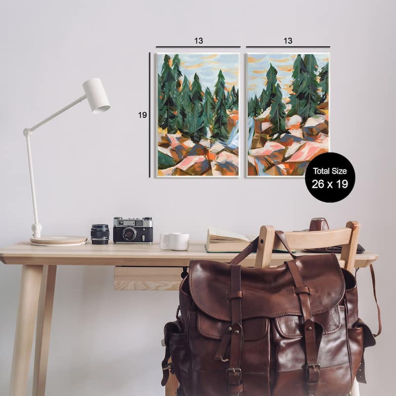 Stupell Geometric Abstract Forest Foliage Landscape 2 Piece Wall Plaque ...