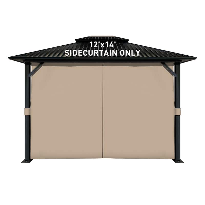 Aoodor Gazebo Curtain Replacement - Patio Privacy Curtains with Double Zipper(Curtain Only) - 12'x14' - Sand Yellow