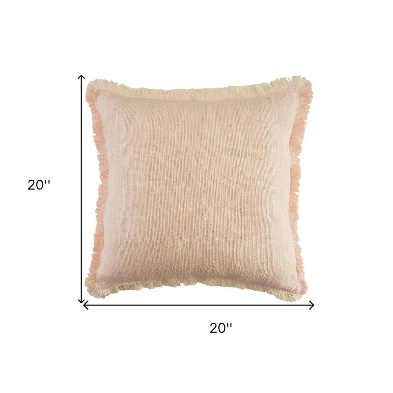 HomeRoots 20" X 20" Light Pink And Cream 100% Cotton Abstract Zippered Pillow