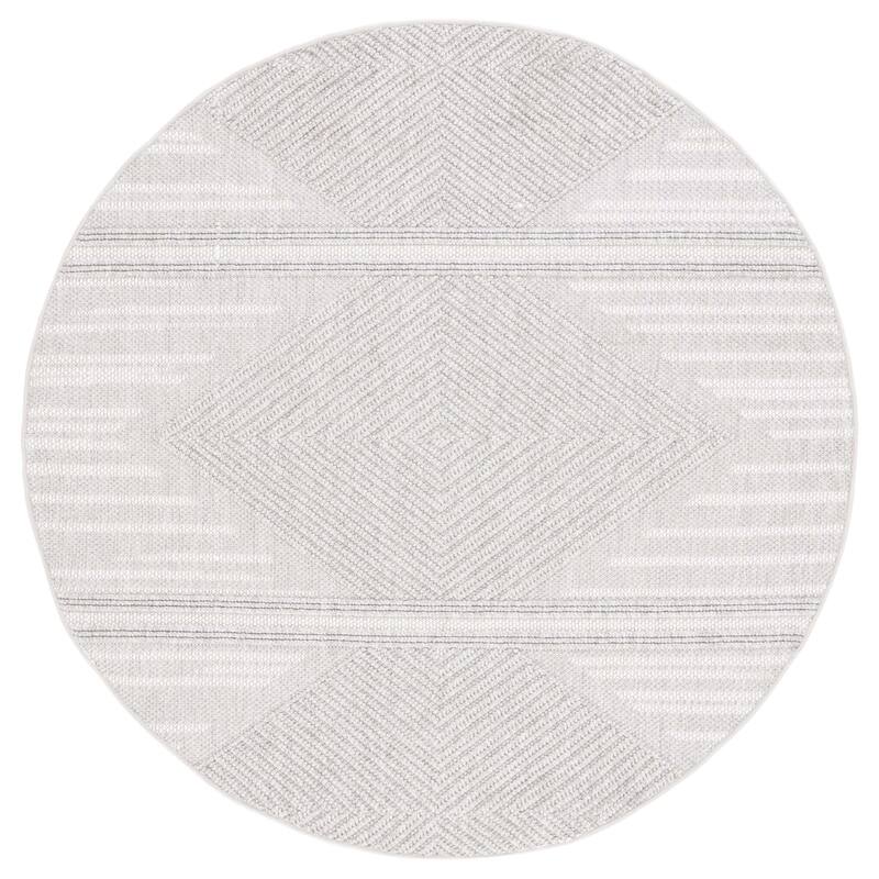 SAFAVIEH Camden Prima Rustic Rug - 5'3" Round - Grey/Ivory