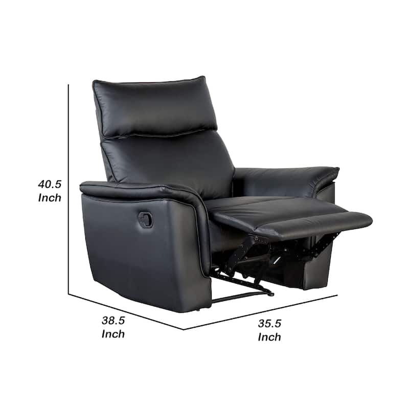 Lenne Manual Recliner Chair, Flared Padded Arms, Black Leather Match