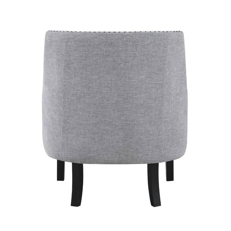 Daisie Accent Armchair, Button Tufted Gray Chenille, Solid Wood