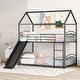preview thumbnail 2 of 9, Twin Over Twin Metal Bunk Bed With Slide,Kids House Bed Black